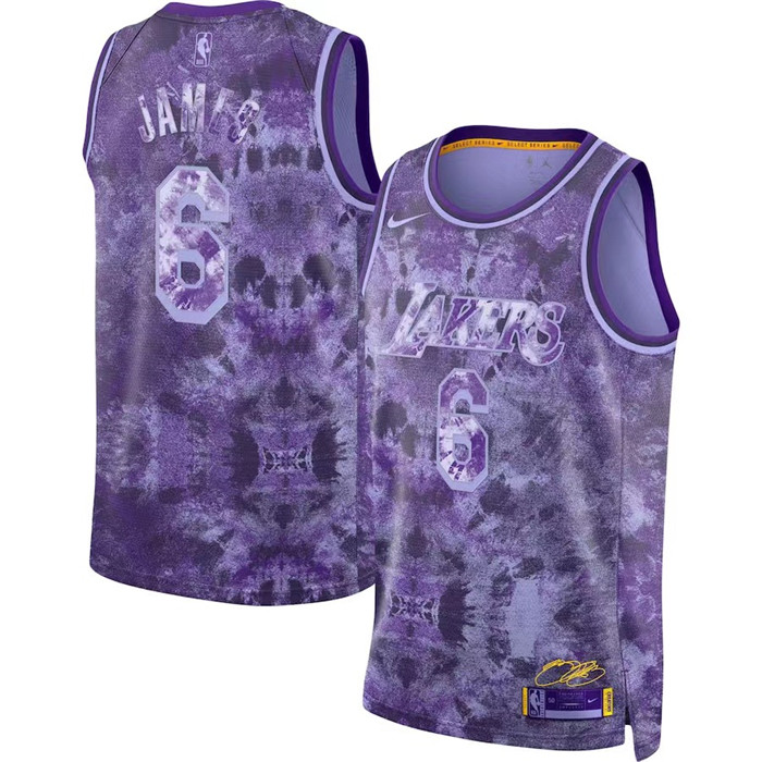 Men's Los Angeles Lakers #6 LeBron James Purple Select Series Stitched Basketball Jersey Men's Los Angeles Lakers #6 LeBron James Purple Select Series Stitched Basketball Jersey